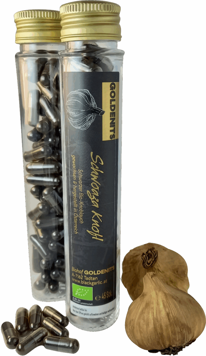 Goldenits´ Pulver aus schwarzem Bio Knoblauch als Kapseln – Bild 2